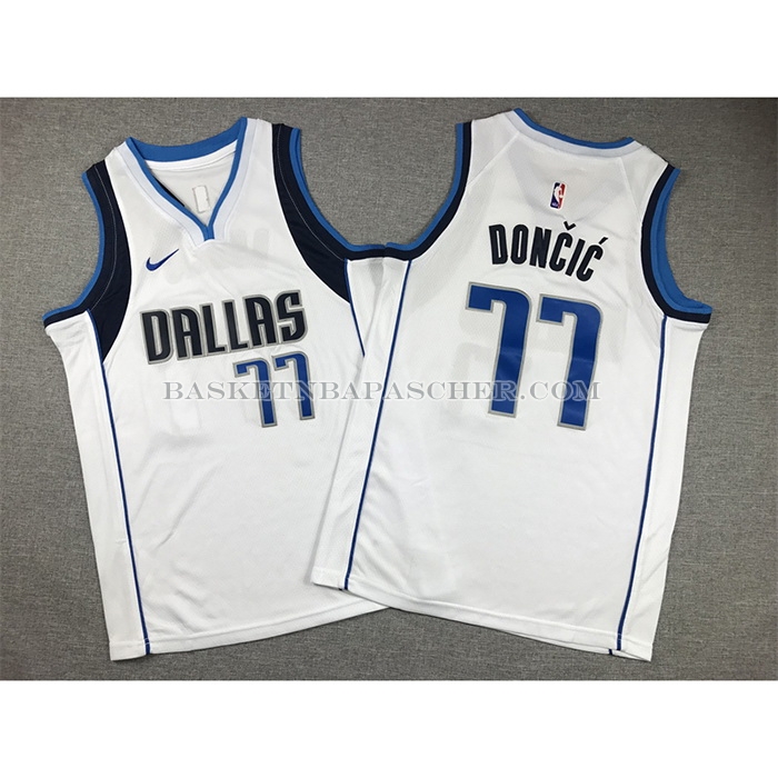Maillot Enfant Dallas Mavericks Luka Doncic NO 77 Association 2021 Blanc